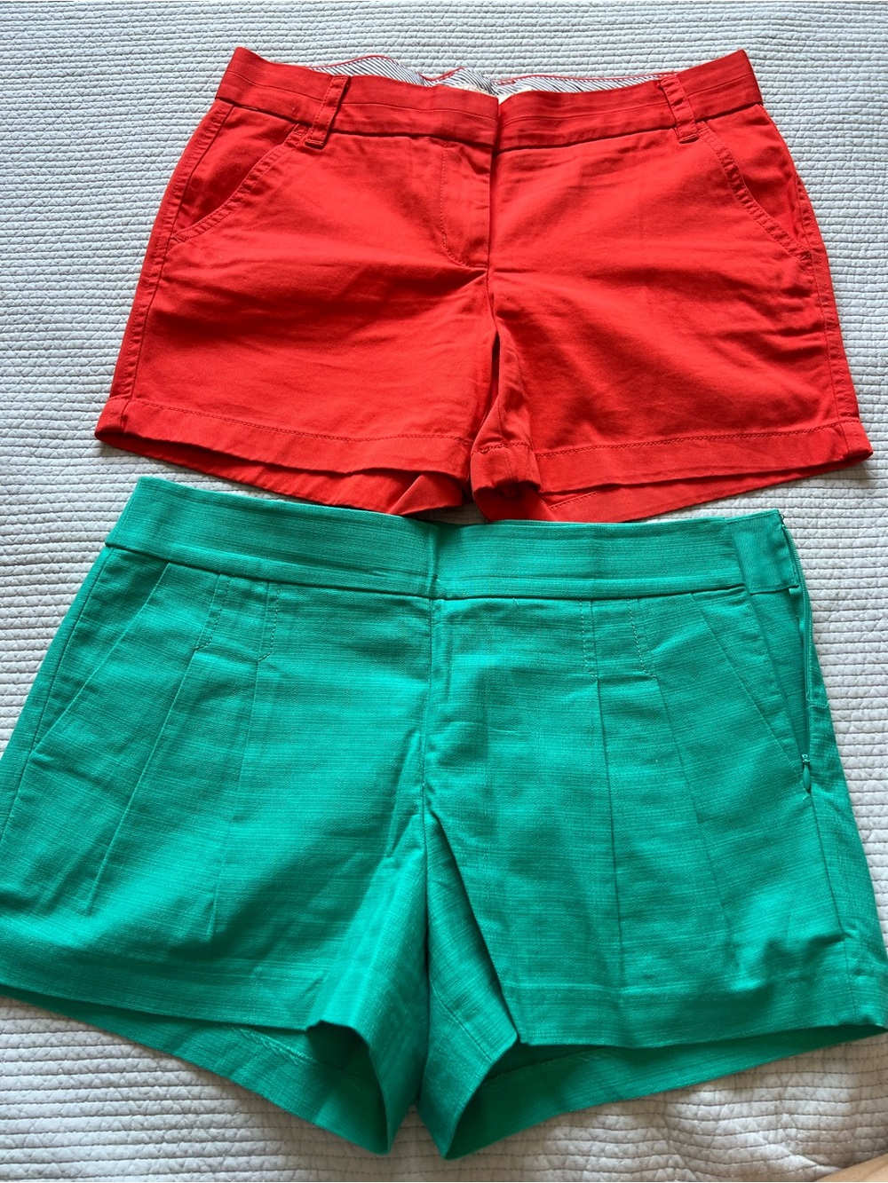 Jcrew Women’s Red and Teal Cotton Shorts - both size 6. Sold together